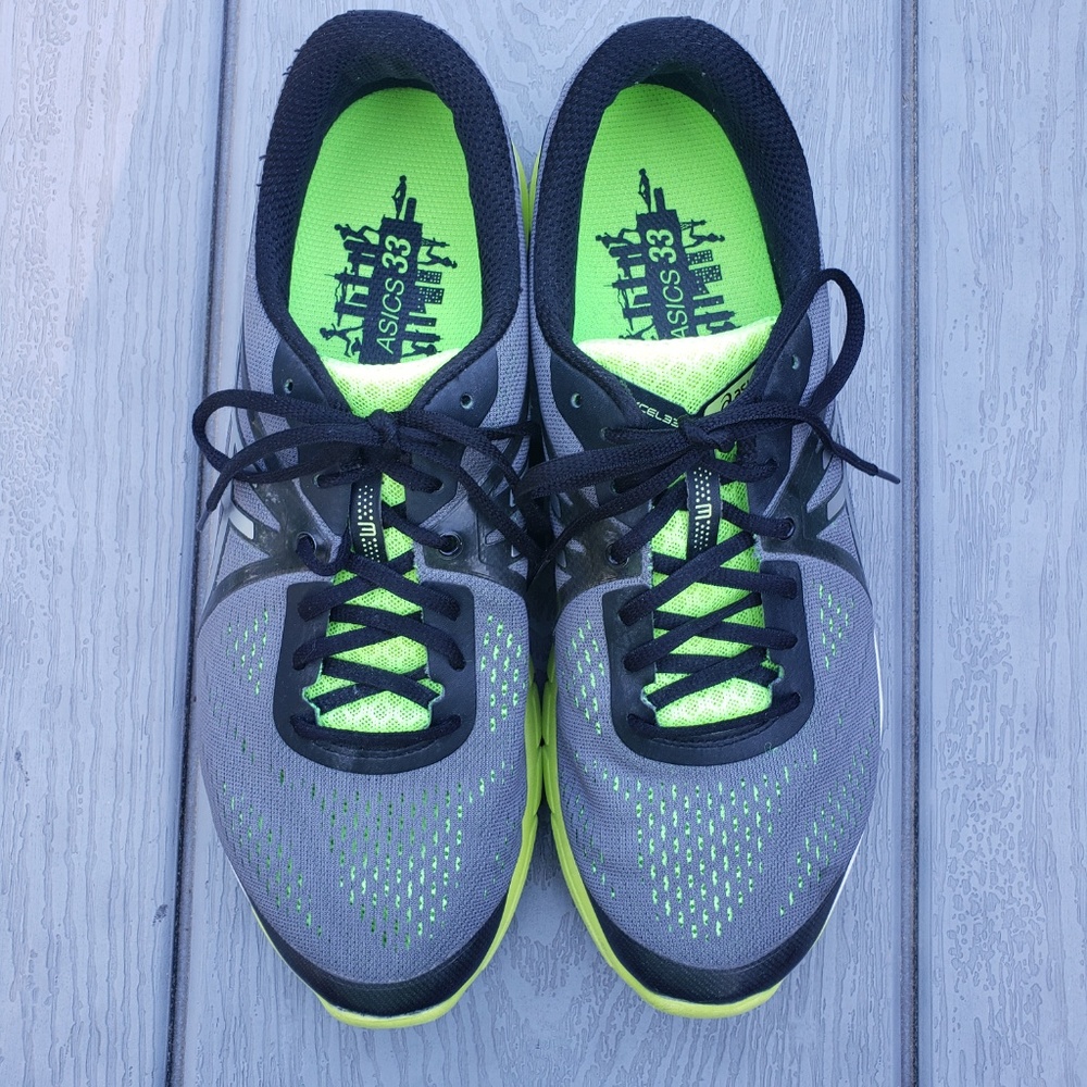 ASICS Mens Excel 33 Neon Green Running Shoes - Picture 2 of 8